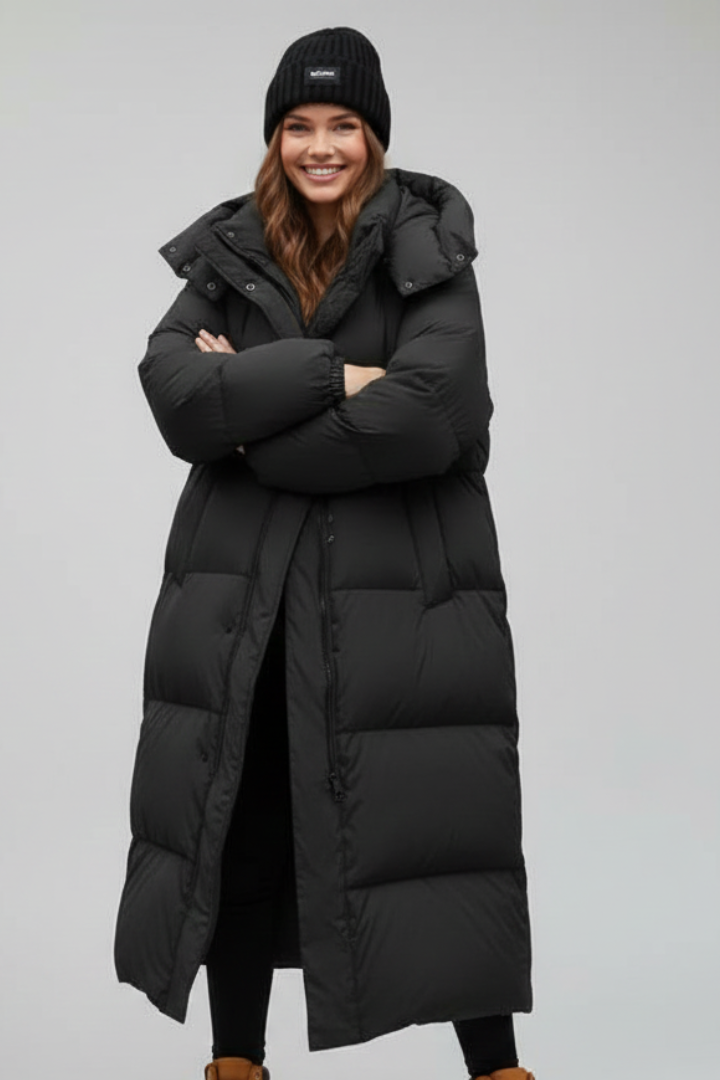 Women Quilted Jacket with Hood and Zipper Closure