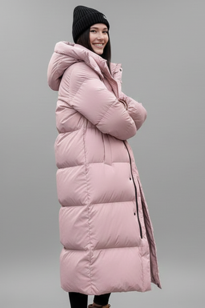 Women Quilted Jacket with Hood and Zipper Closure