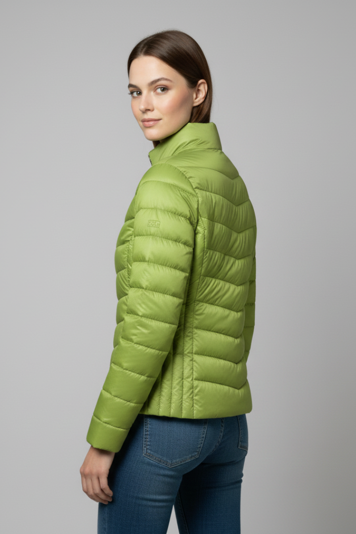 Women Quilted Jacket with Stand Collar and Zipper