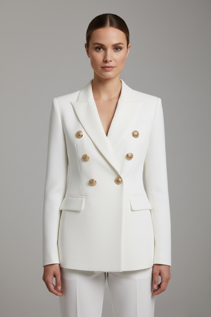 Women’s Blazer with Front Button Arrangement and Gold-Tone Buttons