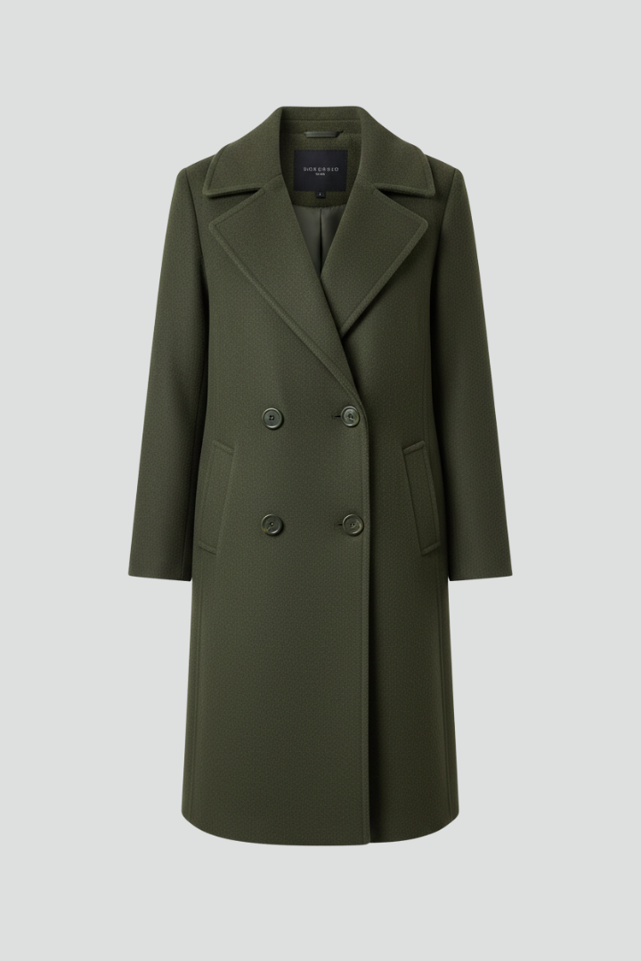 Natalie | Women’s Long Coat with Notch Collar Buttoned