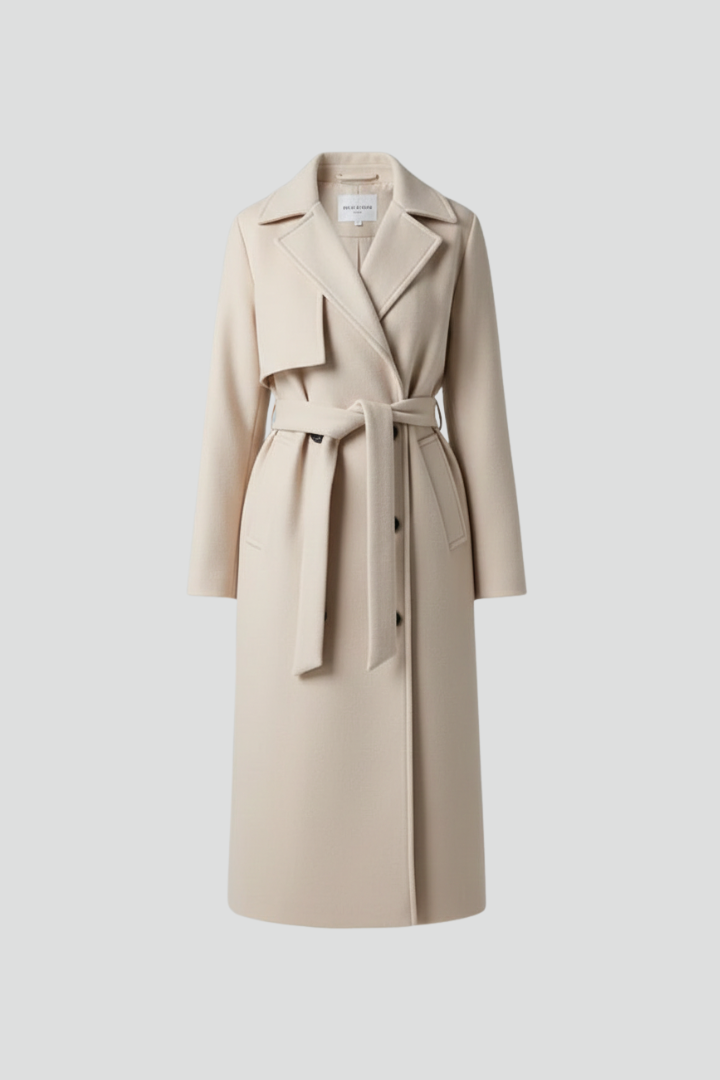 Eleanor | Women’s Long Coat with Belted Double-Breasted