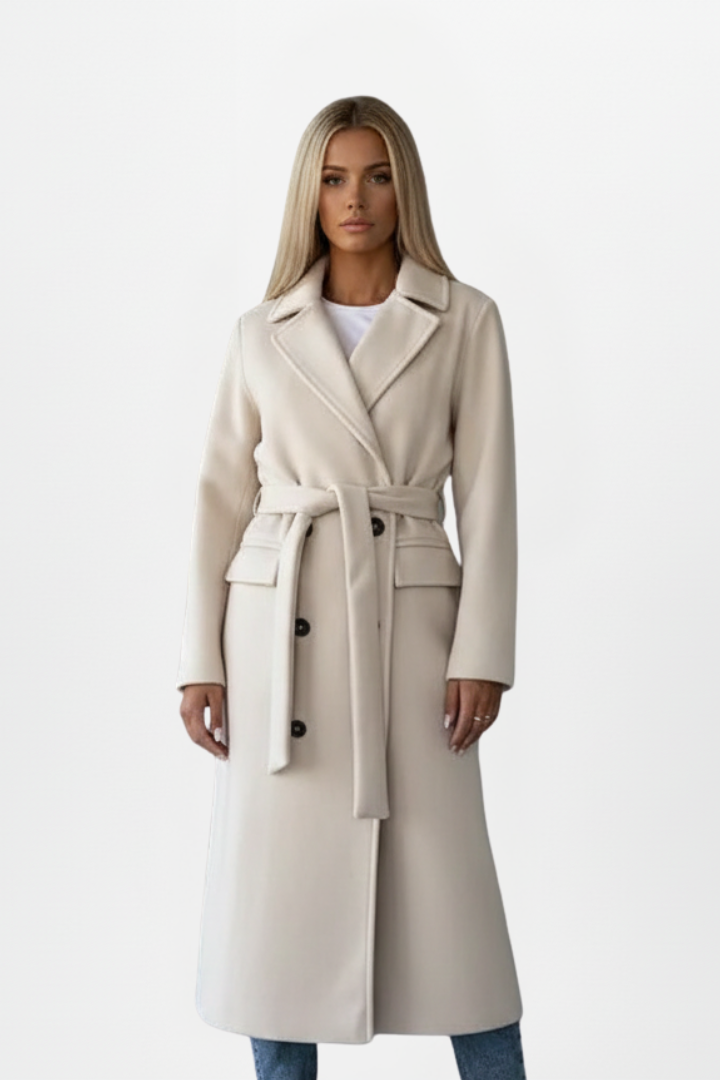 Eleanor | Women’s Long Coat with Belted Double-Breasted