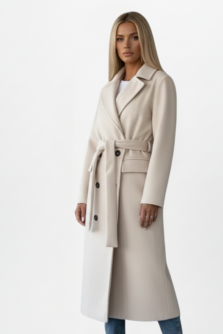 Eleanor | Women’s Long Coat with Belted Double-Breasted