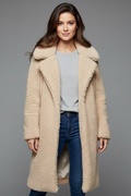 Camila | Women’s Long Textured Coat with Lapel Collar