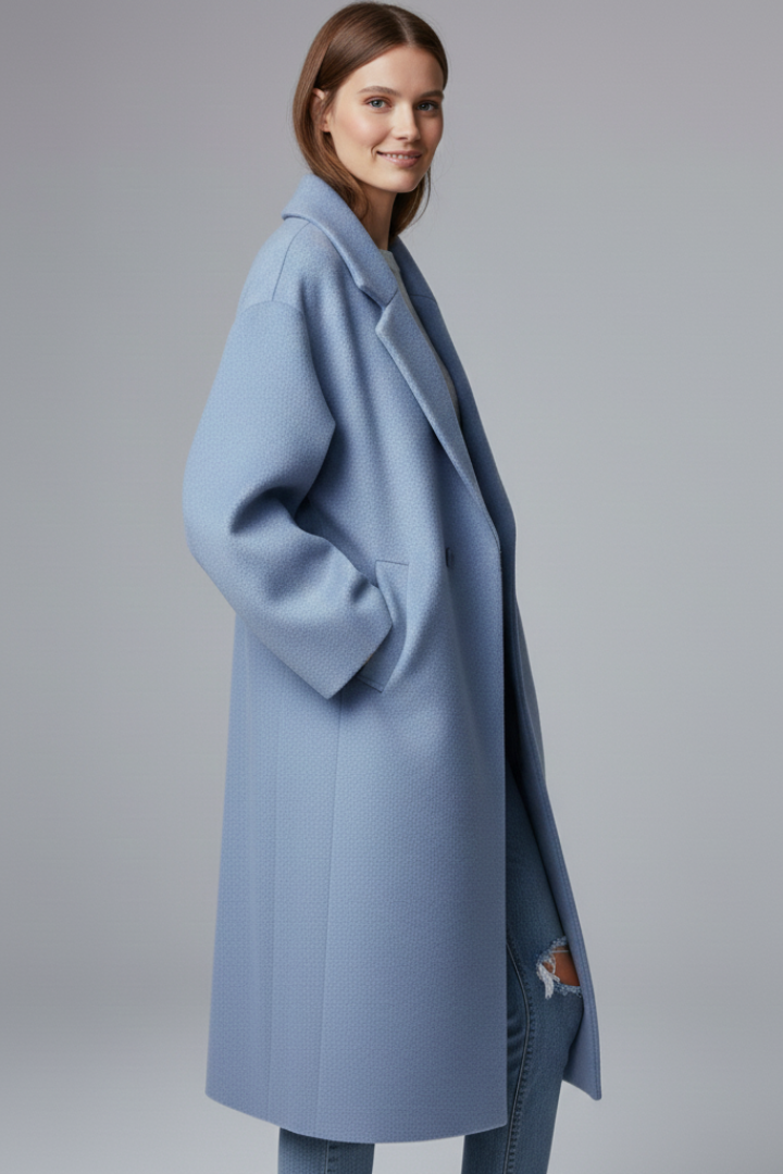 Hannah | Women’s Long Coat with Lapel Collar Wide Sleeves