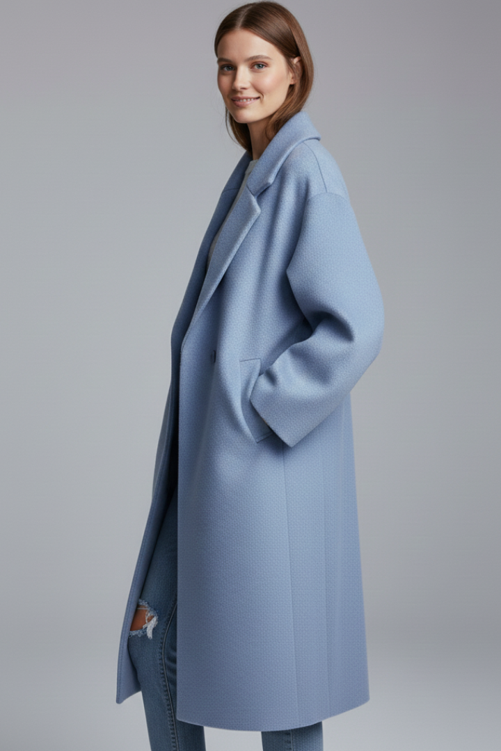 Hannah | Women’s Long Coat with Lapel Collar Wide Sleeves