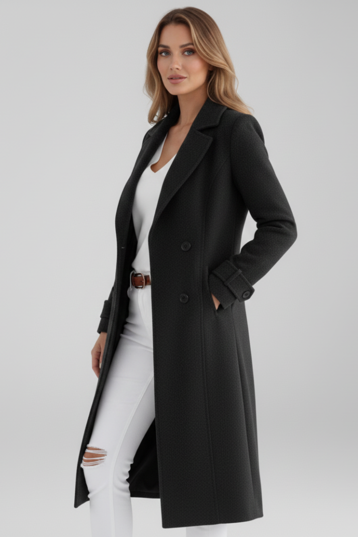 Mila | Women’s Long Coat with Turn-Down Collar