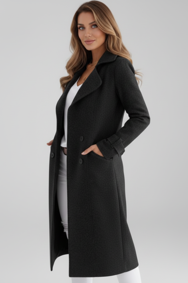Mila | Women’s Long Coat with Turn-Down Collar