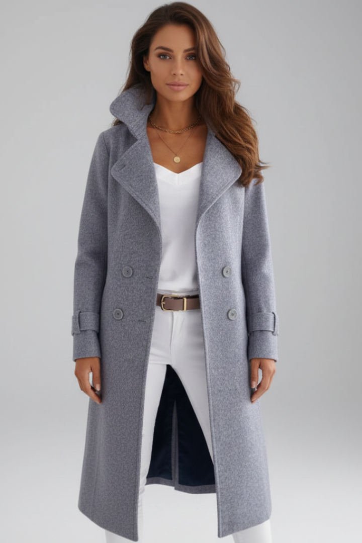 Mila | Women’s Long Coat with Turn-Down Collar