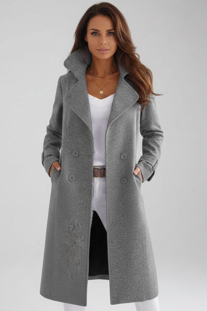 Mila | Women’s Long Coat with Turn-Down Collar