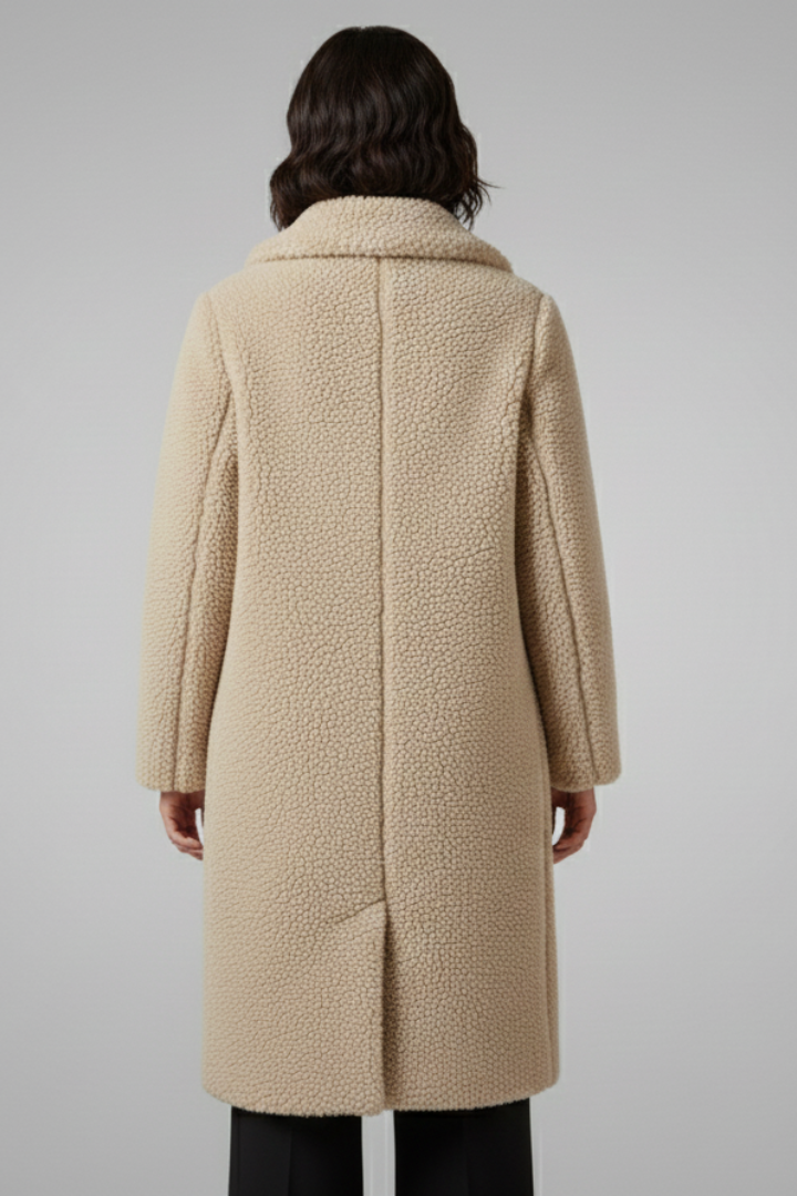 Evelyn | Women’s Long Fleece Coat with Wide Collar