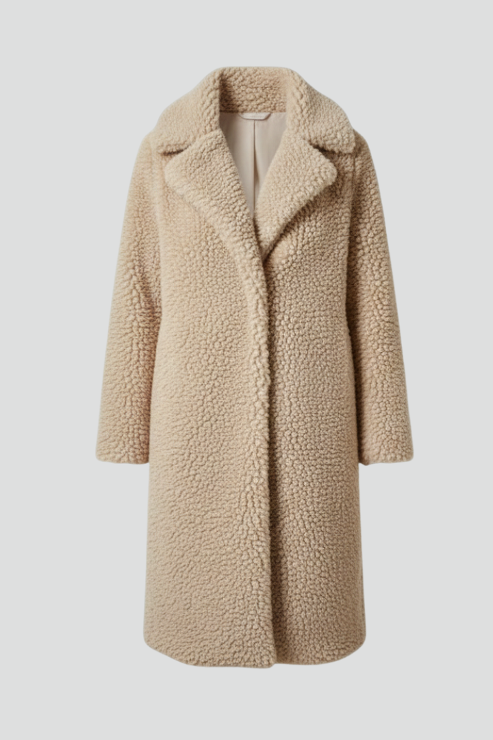 Evelyn | Women’s Long Fleece Coat with Wide Collar