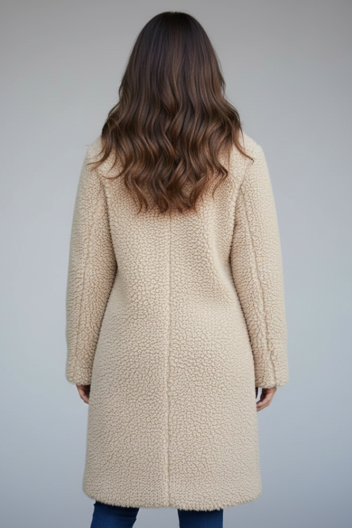 Abigail | Women’s Long Teddy Coat with Buttons
