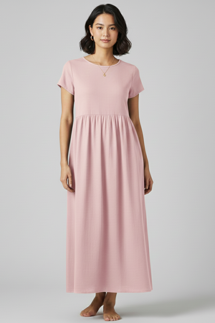 Women’s Maxi Dress with Simple Neckline and Straight Hem