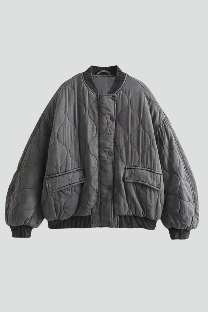 Maristella | Women’s Quilted Oversized Bomber Jacket – Padded Zip-Up Coat