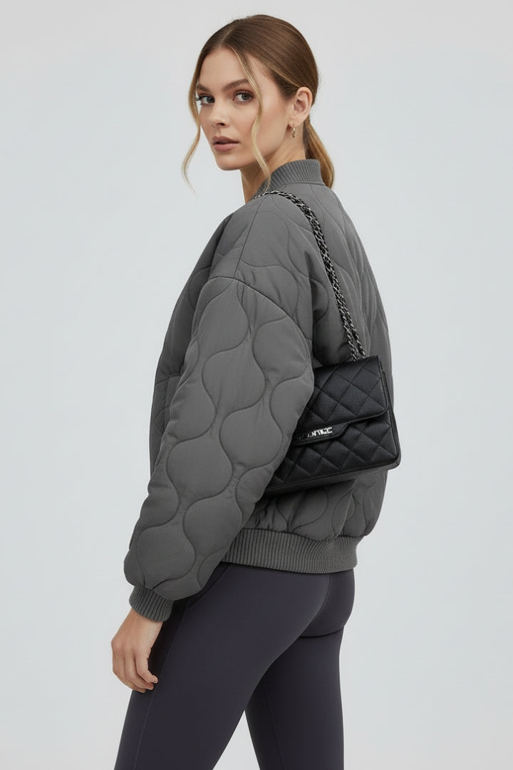 Maristella | Women’s Quilted Oversized Bomber Jacket – Padded Zip-Up Coat
