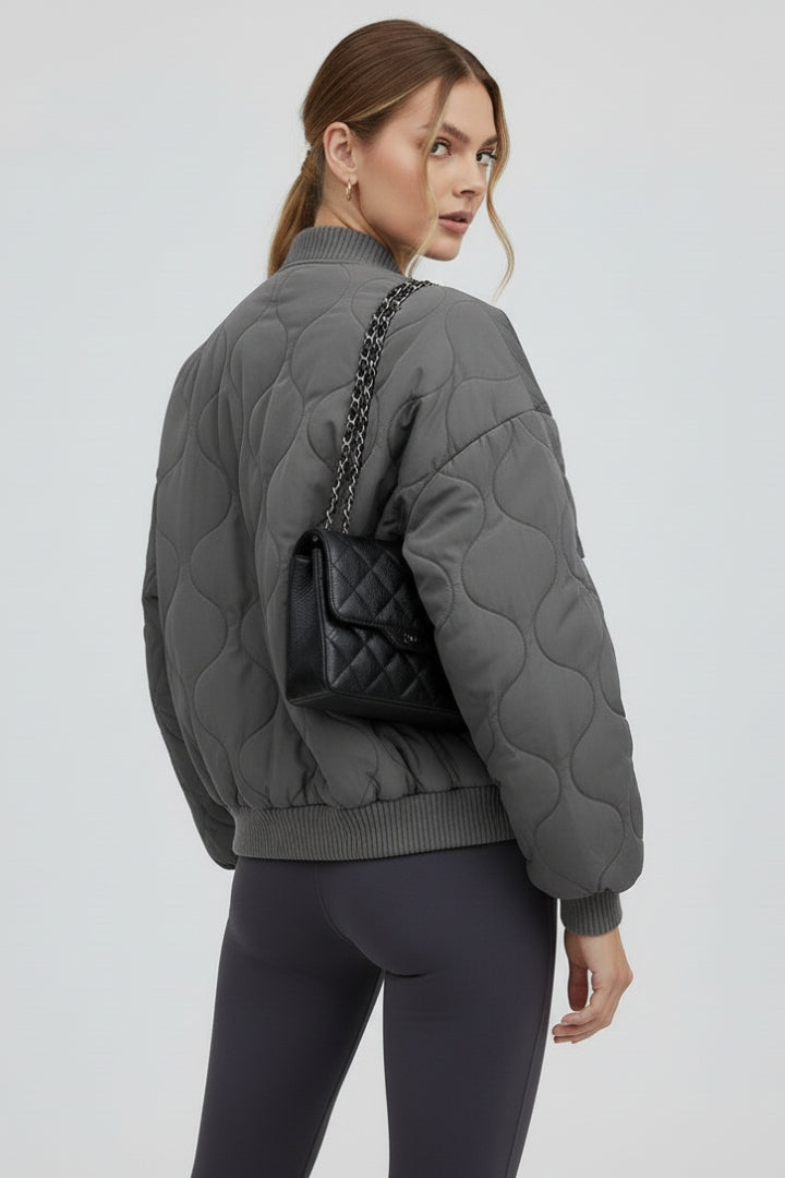 Maristella | Women’s Quilted Oversized Bomber Jacket – Padded Zip-Up Coat