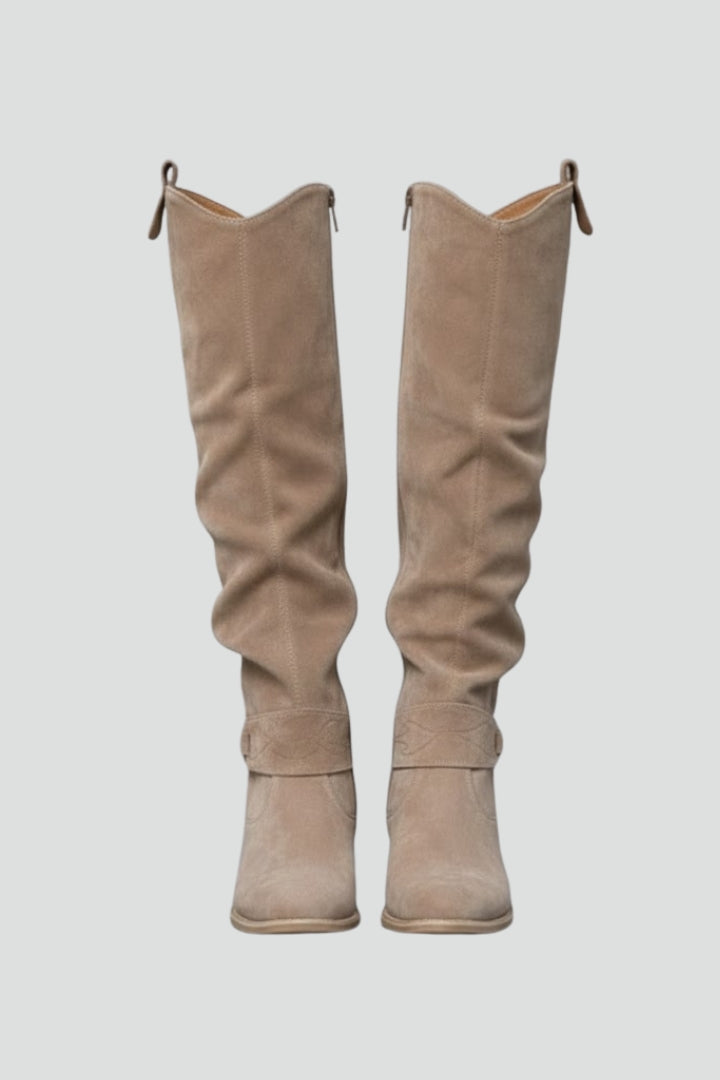 VelaBoots | Women’s Over the Knee Slouch Boots - Flat Heel Pull-On Tall Boots