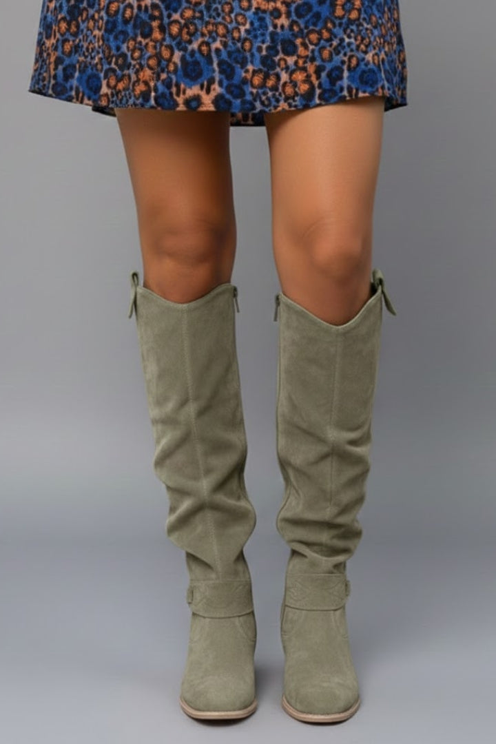 VelaBoots | Women’s Over the Knee Slouch Boots - Flat Heel Pull-On Tall Boots