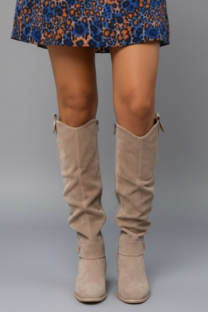 VelaBoots | Women’s Over the Knee Slouch Boots - Flat Heel Pull-On Tall Boots