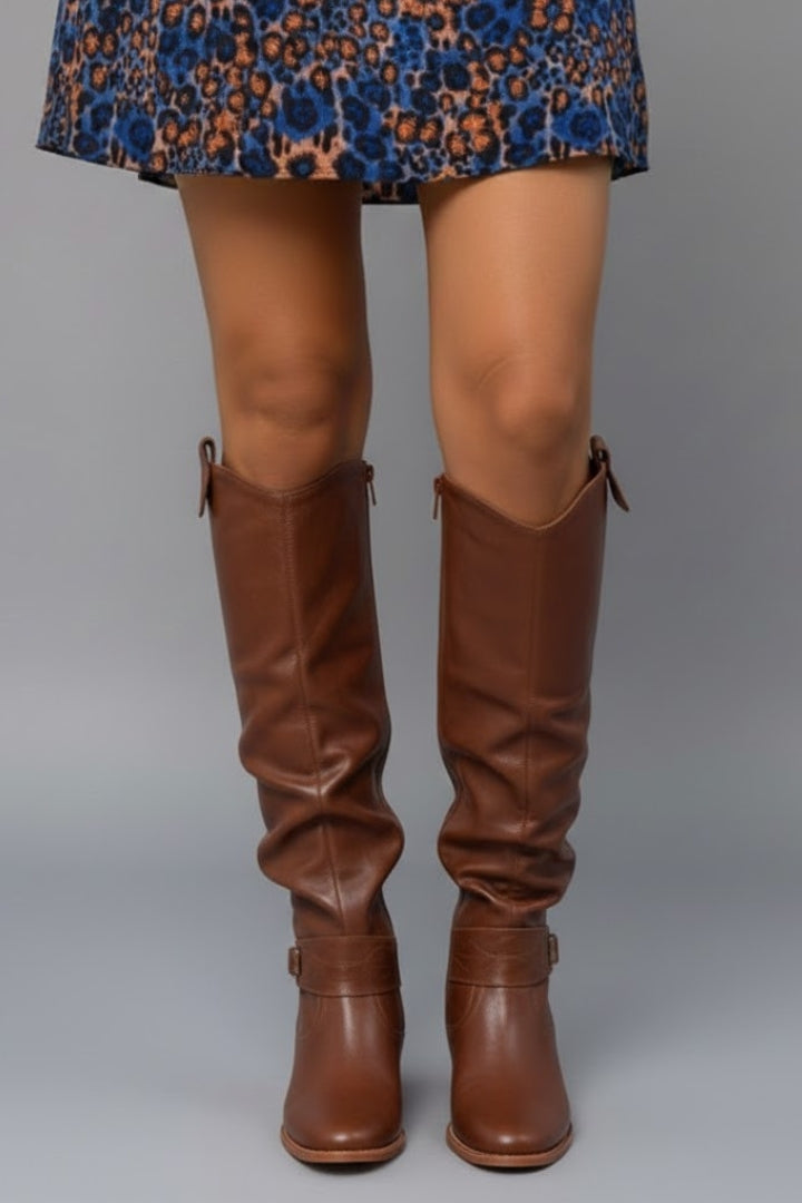 VelaBoots | Women’s Over the Knee Slouch Boots - Flat Heel Pull-On Tall Boots