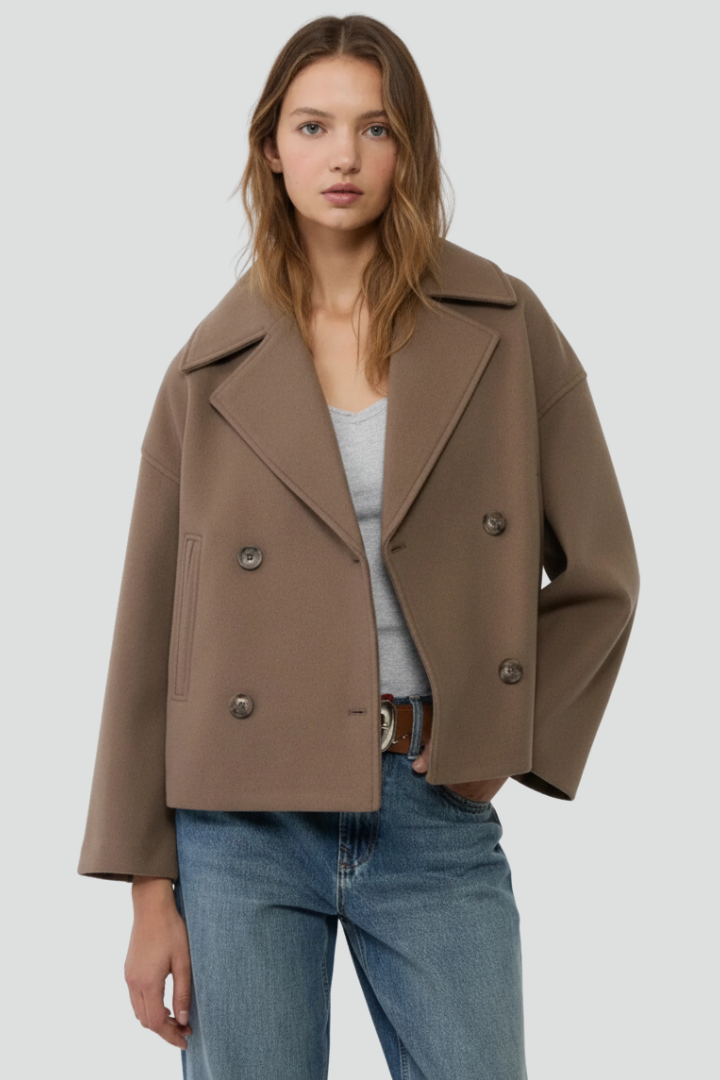 Hazel | Chic Women’s Short Coat with Double Buttons