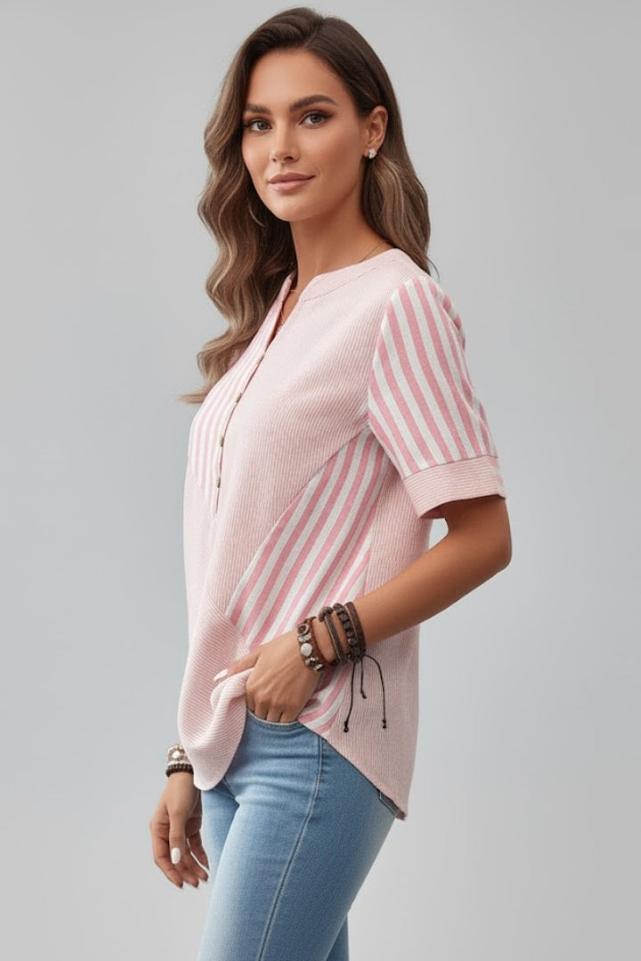 Women’s Short Sleeve Blouse with Button Front
