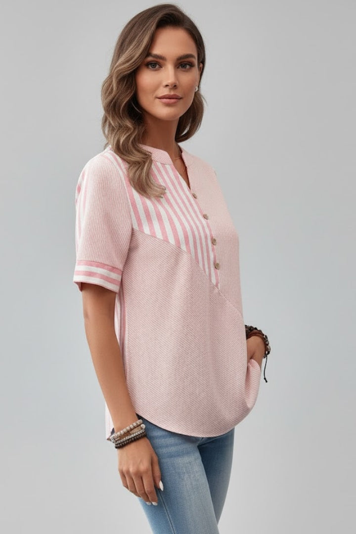 Women’s Short Sleeve Blouse with Button Front