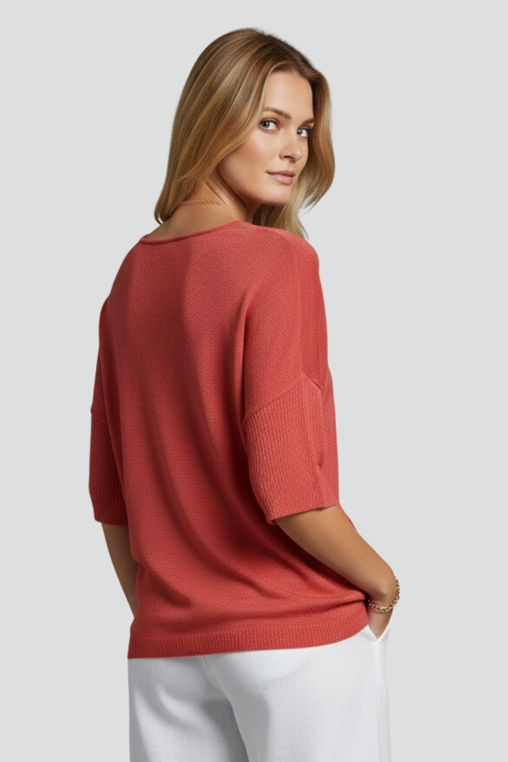 Women’s V-Neck Top with Short Sleeves and Relaxed Shape