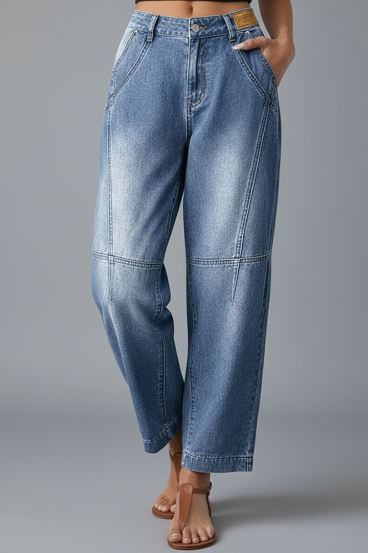 Yexa | Women’s Straight-Leg Jeans – Mid Rise Button Zip Denim Pants