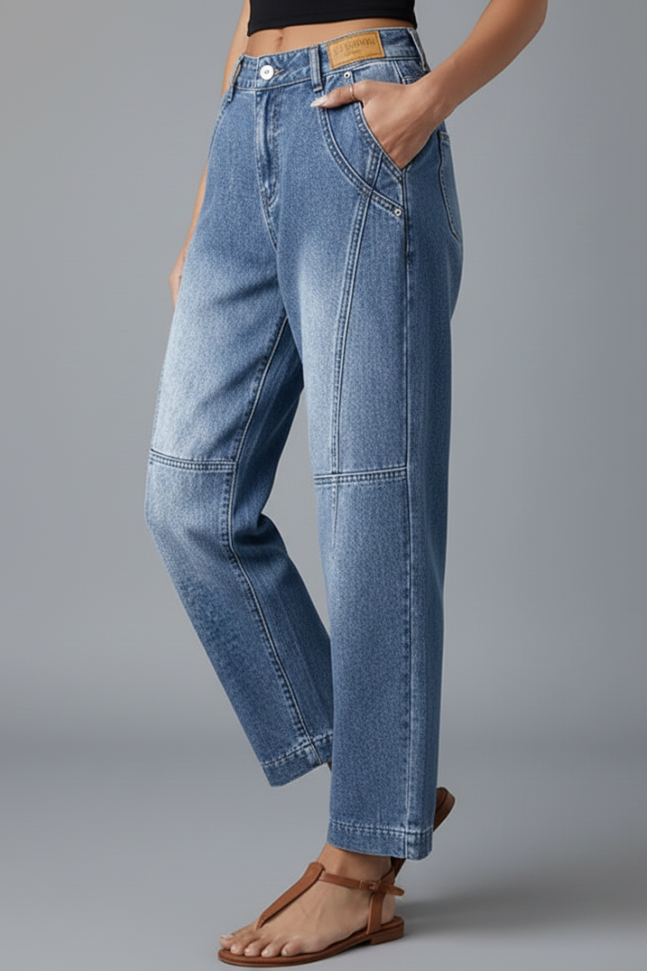 Yexa | Women’s Straight-Leg Jeans – Mid Rise Button Zip Denim Pants