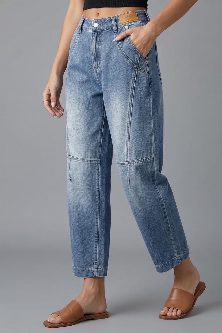 Yexa | Women’s Straight-Leg Jeans – Mid Rise Button Zip Denim Pants