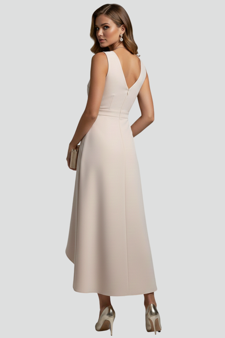 Yunae | Women’s Sleeveless Wrap Dress – V-Neck High-Low Hem Flowy A-Line Midi Dress