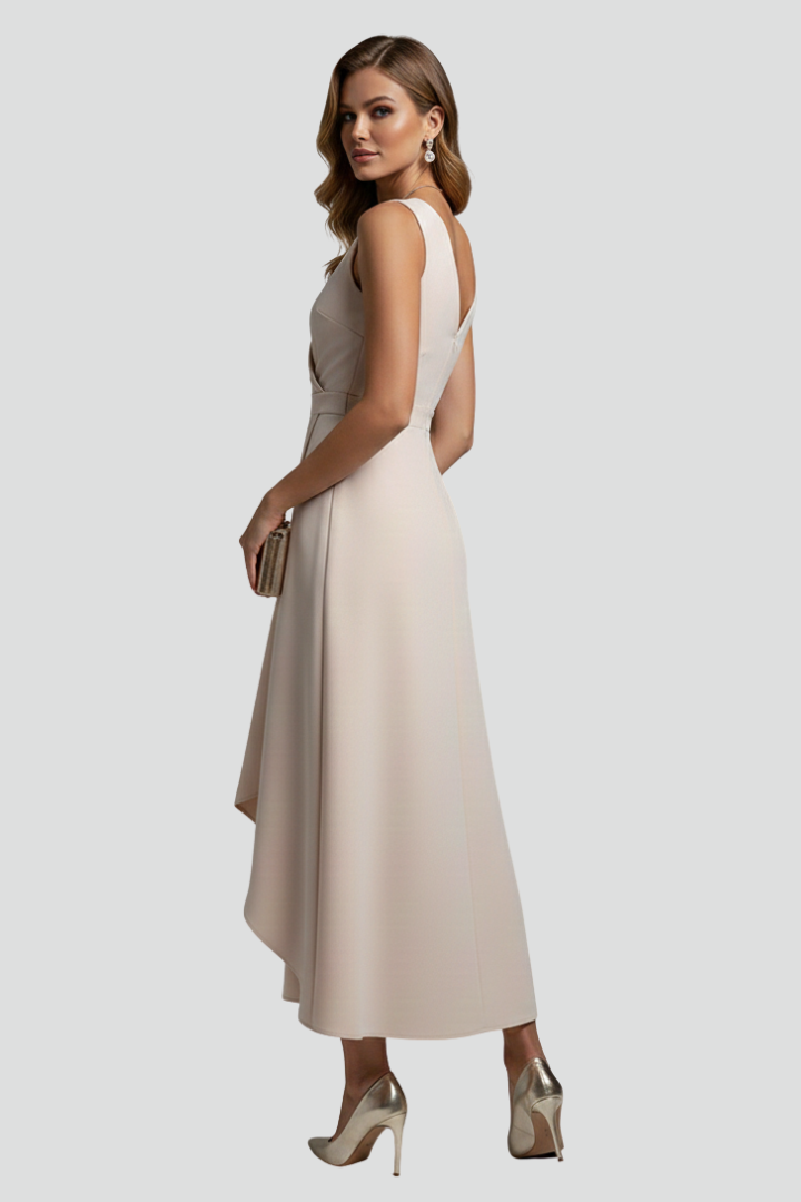 Yunae | Women’s Sleeveless Wrap Dress – V-Neck High-Low Hem Flowy A-Line Midi Dress