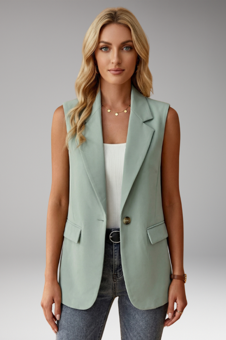 Zadie | Women's Tailored Vest Blazer – Sleeveless Button-Up Waistcoat with Notch Collar
