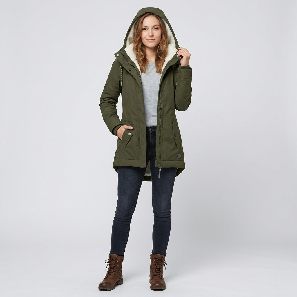 Zarela | Long Women’s Winter Jacket – Waterproof & Windproof with Warm Lining and Hood