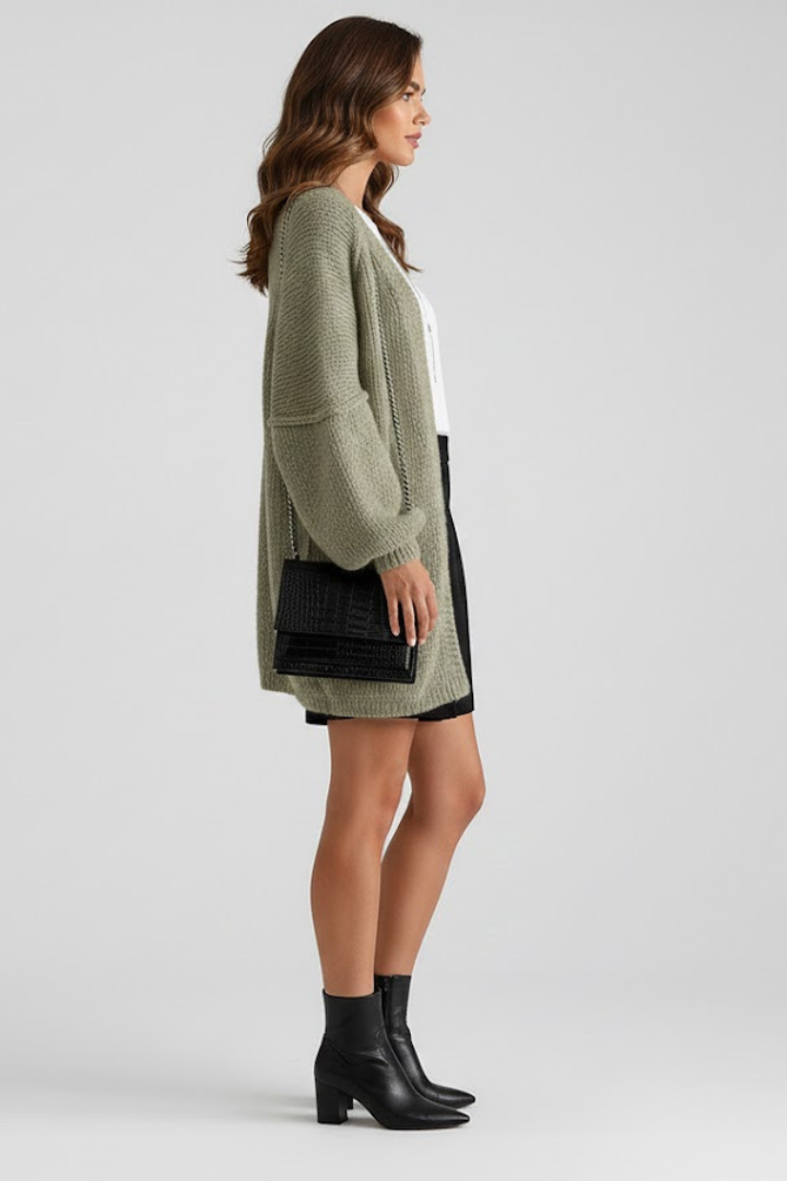 Zarelia | Women’s Knit Cardigan with Open Front, Long Sleeves, Textured Knit & Relaxed Fit