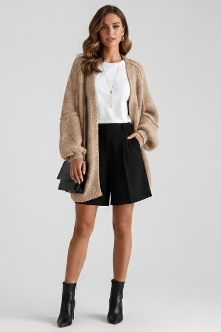 Zarelia | Women’s Knit Cardigan with Open Front, Long Sleeves, Textured Knit & Relaxed Fit