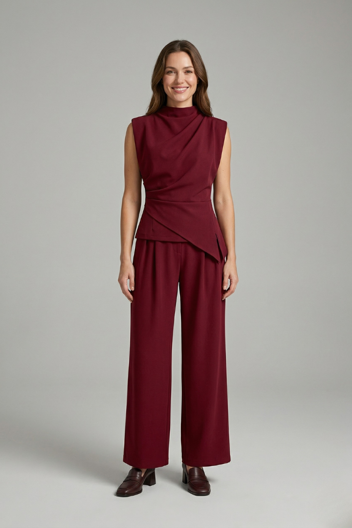 Zarelle | Women's Coordinated Outfit – Sleeveless Top & Straight Leg Trousers