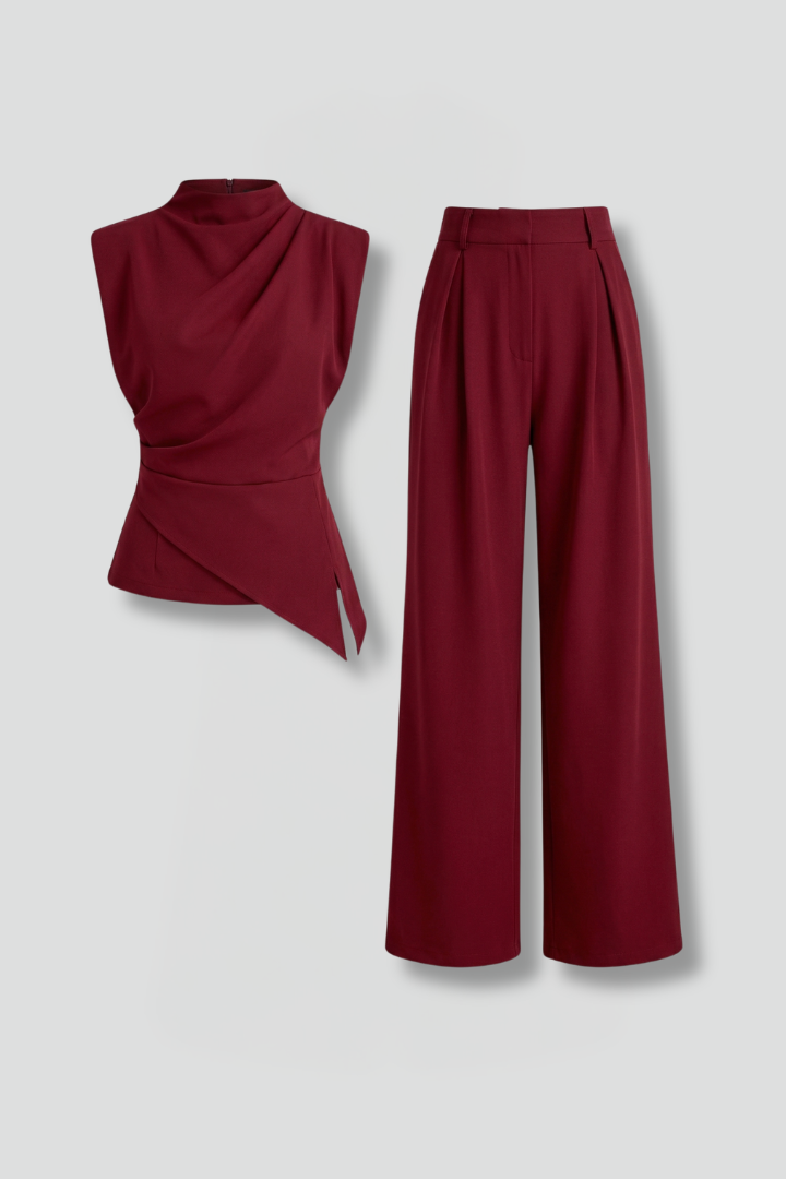 Zarelle | Women's Coordinated Outfit – Sleeveless Top & Straight Leg Trousers