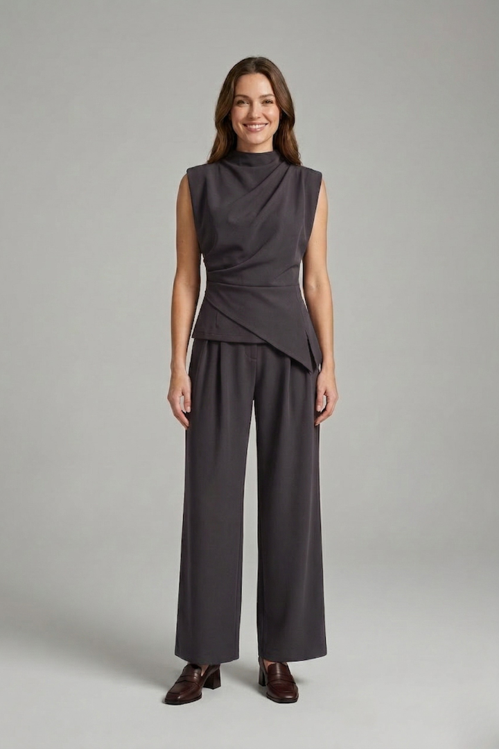 Zarelle | Women's Coordinated Outfit – Sleeveless Top & Straight Leg Trousers