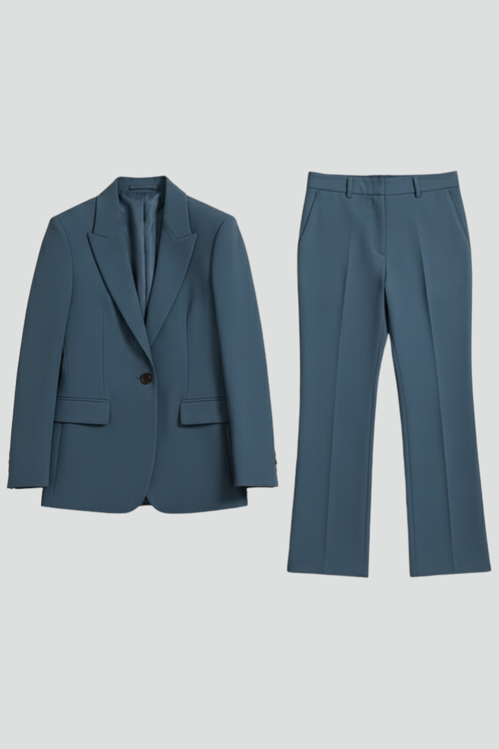 Zela | Women’s Tailored 2-Piece Pantsuit Set – Structured Blazer & Straight-Leg Trousers