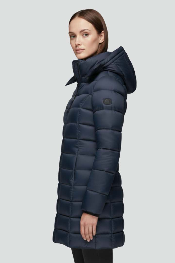 Zeliaire | Women’s Long Puffer Jacket with Hood, Full-Zip Closure & Quilted Padded Design