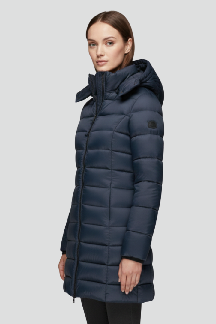 Zeliaire | Women’s Long Puffer Jacket with Hood, Full-Zip Closure & Quilted Padded Design