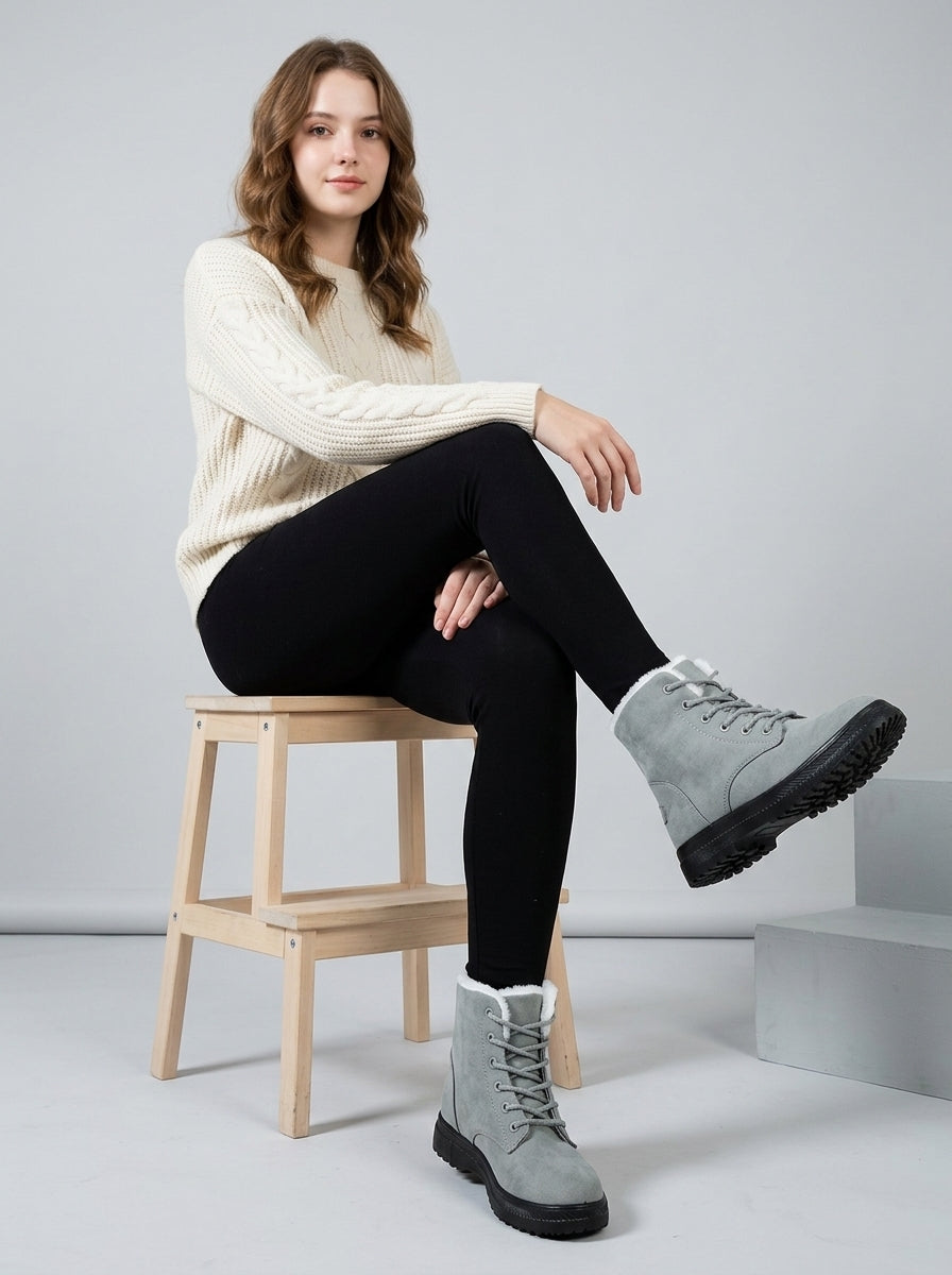 Zelmira | Women's Plush-Lined Ankle Boots, Lace-Up Short Boots
