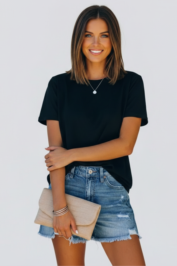 Zelora | Women’s Frayed Hem Ripped Denim Shorts - Mid Rise Distressed Casual Summer Shorts