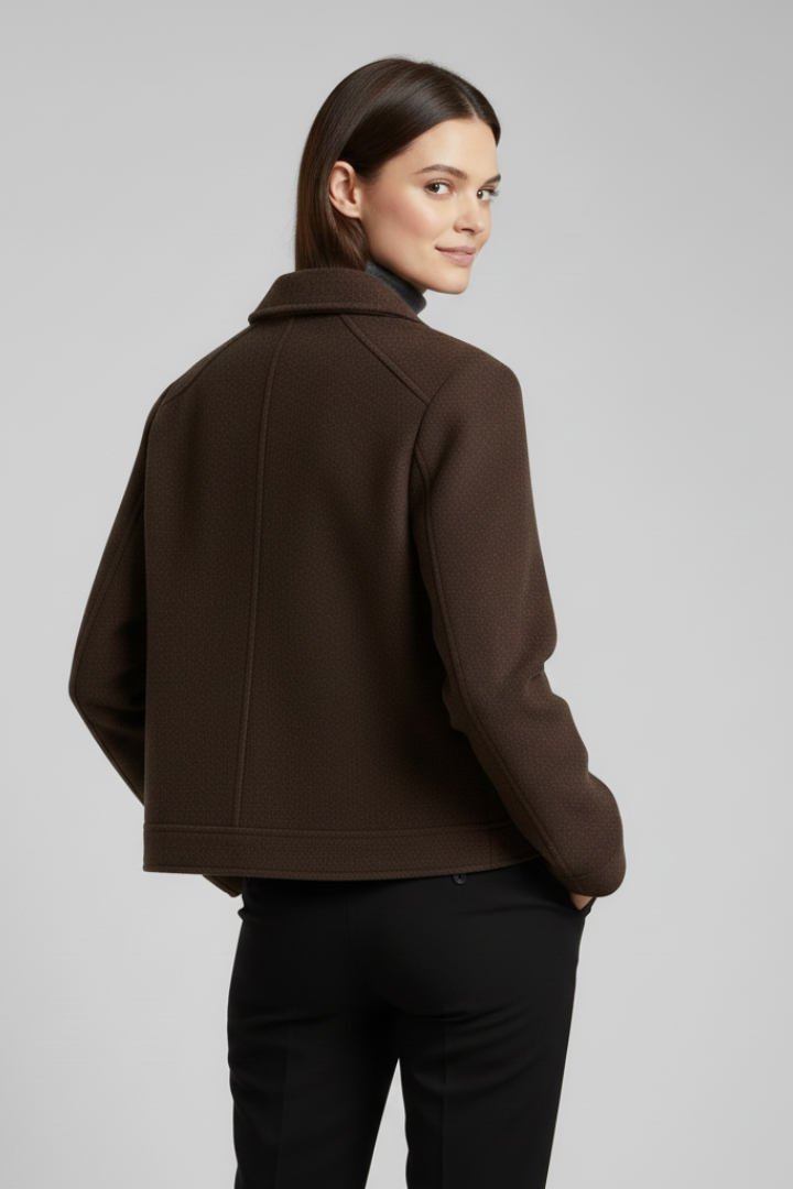 Zephine | Women’s Cropped Bomber Jacket – Lapel Collar, Zip Front
