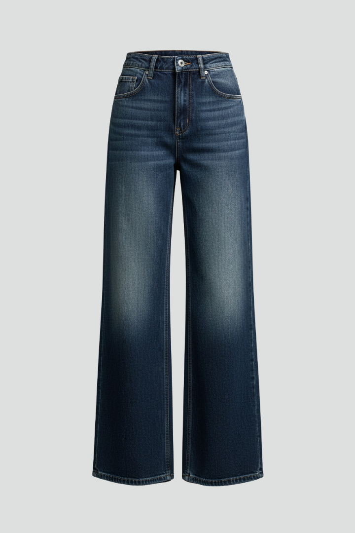 Ziva | Women’s Relaxed Fit Trousers – Mid Waist Wide Leg Long Pants