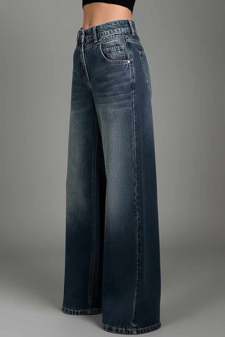 Ziva | Women’s Relaxed Fit Trousers – Mid Waist Wide Leg Long Pants